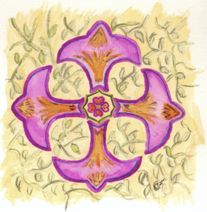 "Kelly's Cross" - Equal-sided cross - watercolor by Kimberly Brown Cain